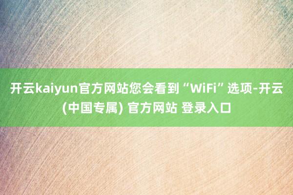开云kaiyun官方网站您会看到“WiFi”选项-开云(中国专属) 官方网站 登录入口