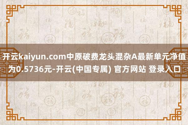 开云kaiyun.com中原破费龙头混杂A最新单元净值为0.5736元-开云(中国专属) 官方网站 登录入口