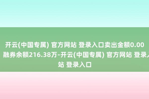 开云(中国专属) 官方网站 登录入口卖出金额0.00元；融券余额216.38万-开云(中国专属) 官方网站 登录入口